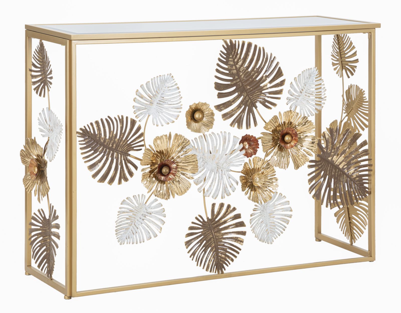 Design arany konzolasztal virágos 113X40X80 cm tükrös Konzolasztal Mauro Ferretti