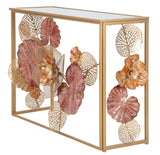 Design arany színes virágos konzolasztal 114X41,5X80 cm tükrös Konzolasztal Mauro Ferretti