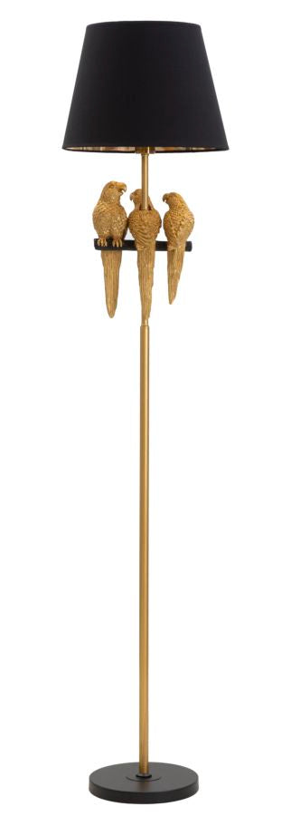 Arany állólámpa papagáj fekete burával 164,5 cm