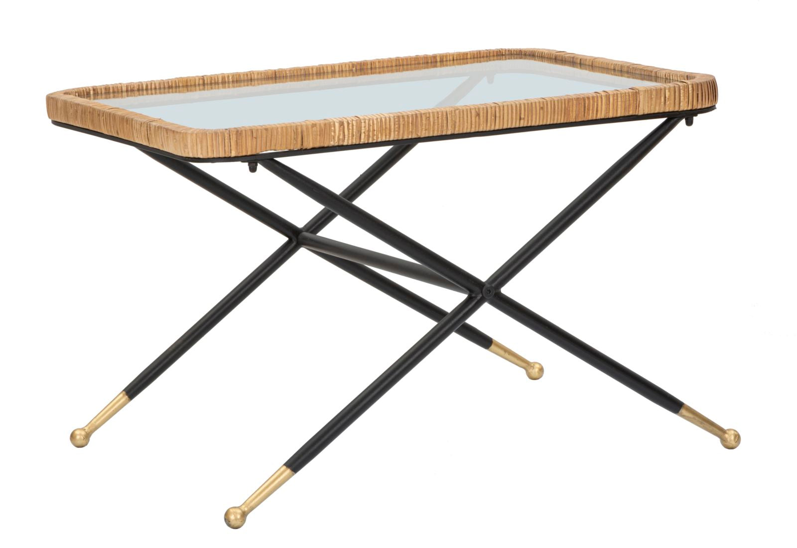 Modern dohányzóasztal Chromatique – barna rattan Dohányzóasztal Mauro Ferretti