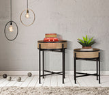 rattan hatású fém virágtartó állvány – 2 db, fekete vázzal