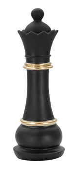 Modern Fekete-arany sakk királynő dekoráció Ø 9X25,5 cm Dekorációs figura Mauro Ferretti