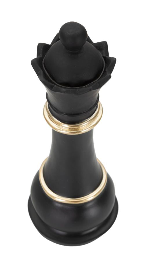 Modern Fekete-arany sakk királynő dekoráció Ø 9X25,5 cm Dekorációs figura Mauro Ferretti