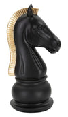 Modern Fekete-arany sakk ló dekoráció 10,5X8,5X19 cm Dekorációs figura Mauro Ferretti