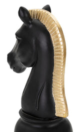 Modern Fekete-arany sakk ló dekoráció 10,5X8,5X19 cm Dekorációs figura Mauro Ferretti