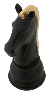 Modern Fekete-arany sakk ló dekoráció 10,5X8,5X19 cm Dekorációs figura Mauro Ferretti