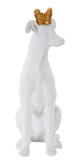 Fehér kutya modern szobor dekoráció arany koronával 20X12,5X33 cm Dekorációs figura Mauro Ferretti