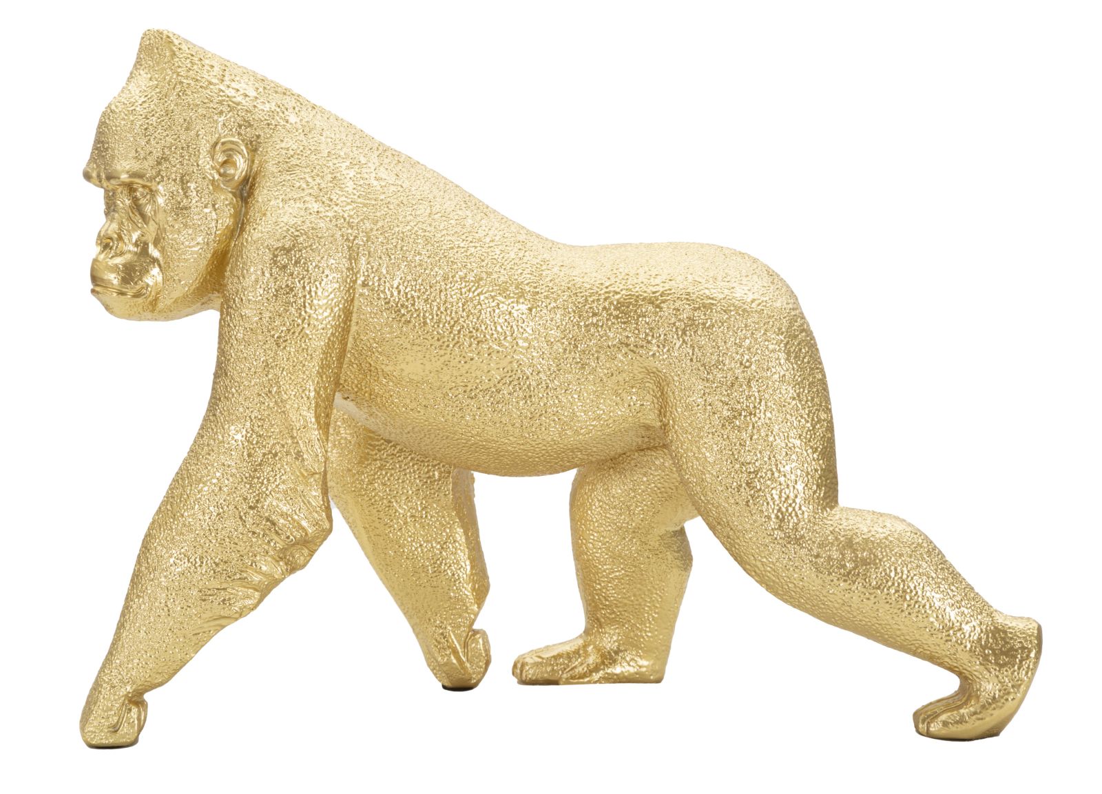 Arany gorilla szobor lépő pozícióban 29,7X11,5X21,8 modern dekoráció Dekorációs figura Mauro Ferretti