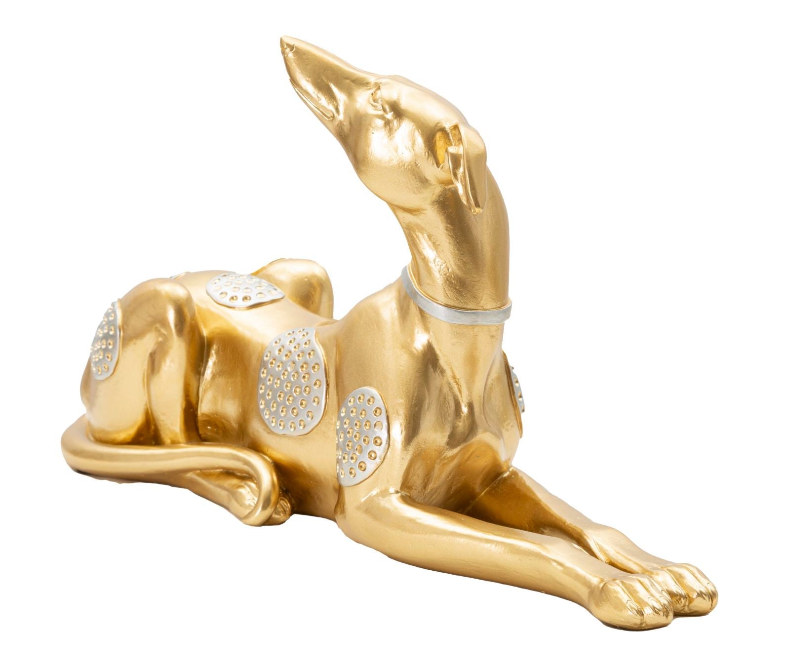 Arany fekvő agár szobor strassz díszítéssel 32,2X9,5X18,3 cm Dekorációs figura Mauro Ferretti