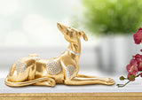 Arany fekvő agár szobor strassz díszítéssel 32,2X9,5X18,3 cm Dekorációs figura Mauro Ferretti