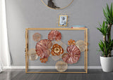 Design arany színes virágos konzolasztal 114X41,5X80 cm tükrös Konzolasztal Mauro Ferretti