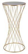 TOWER modern arany színű lerakóasztal tükrös üveglappal Ø 50X100 cm Modern lerakóasztal Mauro Ferretti