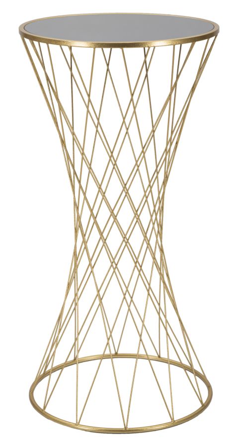 TOWER modern arany színű lerakóasztal tükrös üveglappal Ø 50X100 cm Modern lerakóasztal Mauro Ferretti