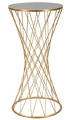 TOWER modern arany színű lerakóasztal tükrös üveglappal Ø 40X80 cm Modern lerakóasztal Mauro Ferretti