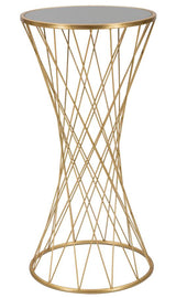 TOWER modern arany színű lerakóasztal tükrös üveglappal Ø 40X80 cm Modern lerakóasztal Mauro Ferretti