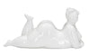 Fehér fekvő női szobor modern stílusban 32X12,5X16 cm Dekorációs figura Mauro Ferretti