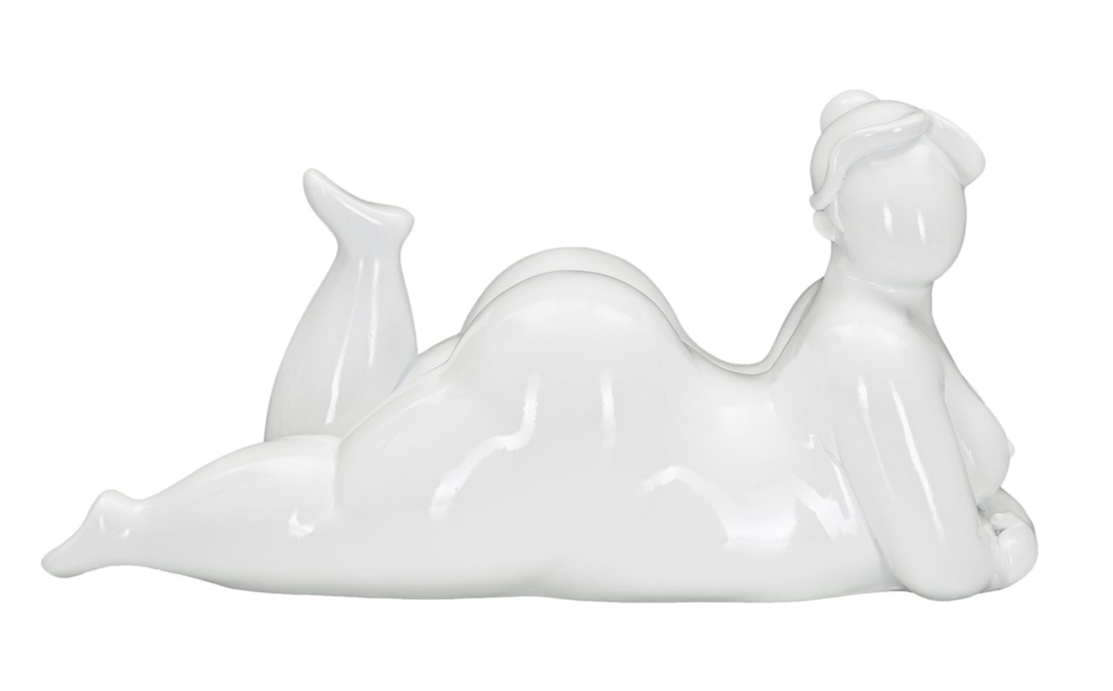 Fehér fekvő női szobor modern stílusban 32X12,5X16 cm Dekorációs figura Mauro Ferretti