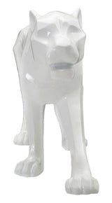 Fehér párduc szobor modern stílusban 70X18X32,5 cm Dekorációs figura Mauro Ferretti