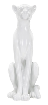 Fehér ülő párduc szobor 27X38X74 cm Dekorációs figura Mauro Ferretti