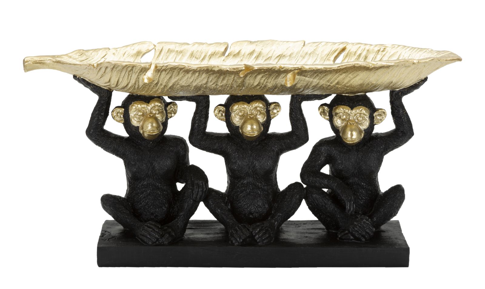 Monkey Leaf Bowl – arany leveles tál tartó majmokkal 43X15,7X20 cm Dekorációs figura Mauro Ferretti