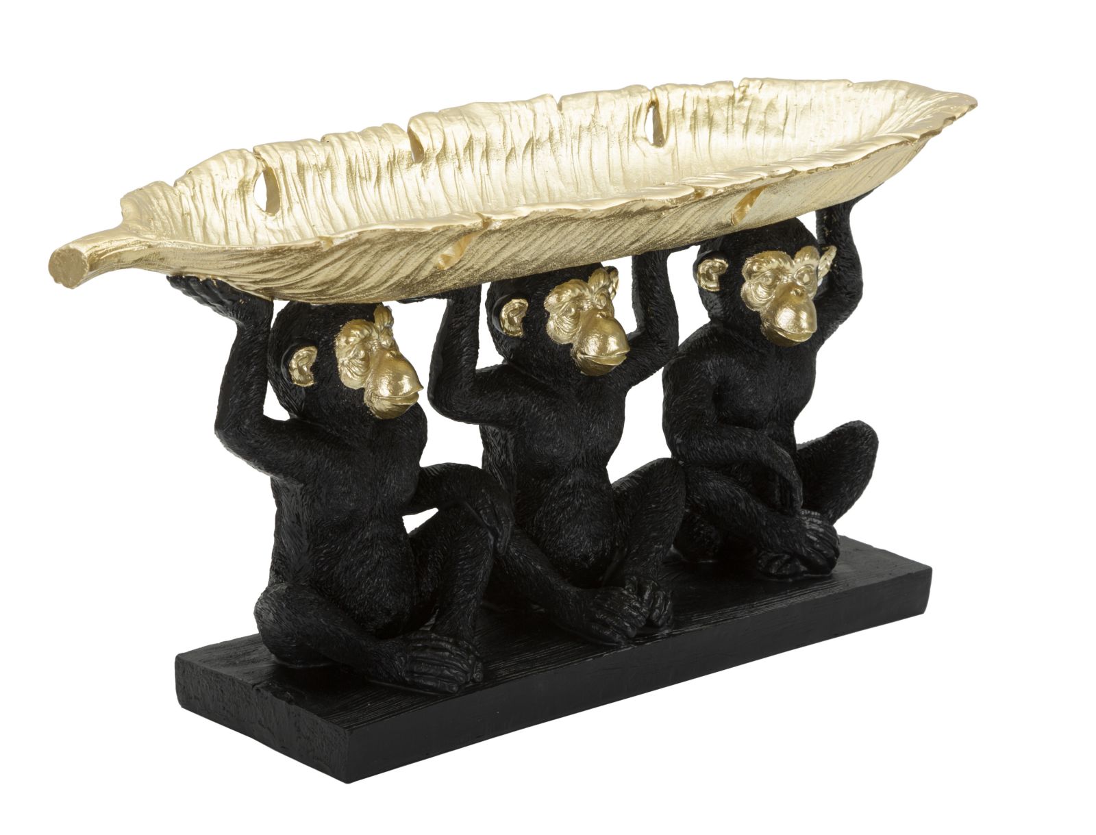 Monkey Leaf Bowl – arany leveles tál tartó majmokkal 43X15,7X20 cm Dekorációs figura Mauro Ferretti