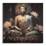 Arany Buddha Falikép Lótuszvirágokkal – Vászonkép 100×100 cm Falikép Mauro Ferretti
