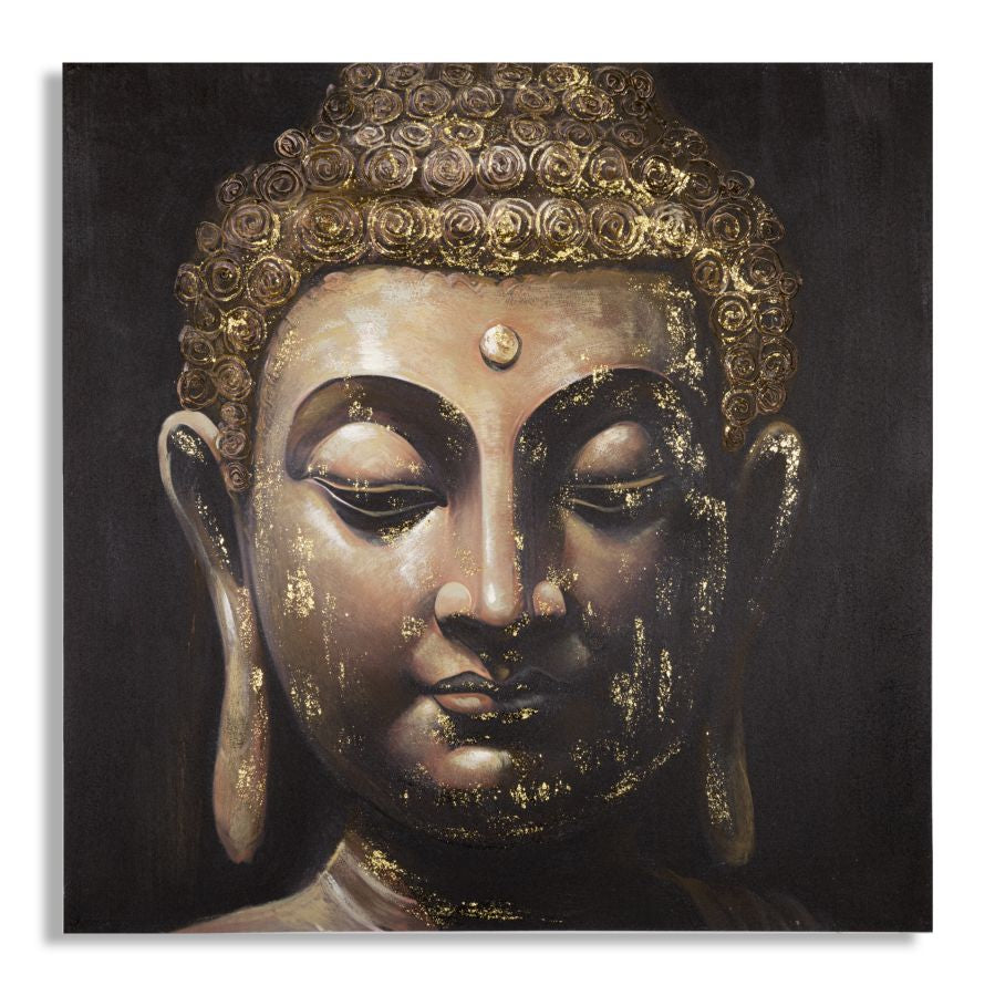 Arany Buddha Falikép Sötét Háttérrel – Vászonkép 100×100 cm Falikép Mauro Ferretti