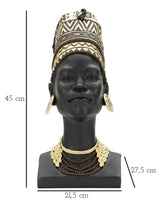 Afrikai törzsi nő szobor – fekete-arany 21,5X27,5X45 cm Dekorációs figura Mauro Ferretti