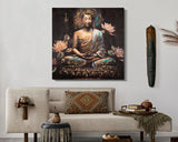 Arany Buddha Falikép Lótuszvirágokkal – Vászonkép 100×100 cm Falikép Mauro Ferretti