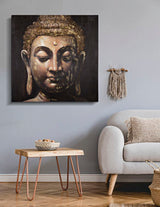 Arany Buddha Falikép Sötét Háttérrel – Vászonkép 100×100 cm Falikép Mauro Ferretti