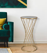 TOWER modern arany színű lerakóasztal tükrös üveglappal Ø 40X80 cm Modern lerakóasztal Mauro Ferretti