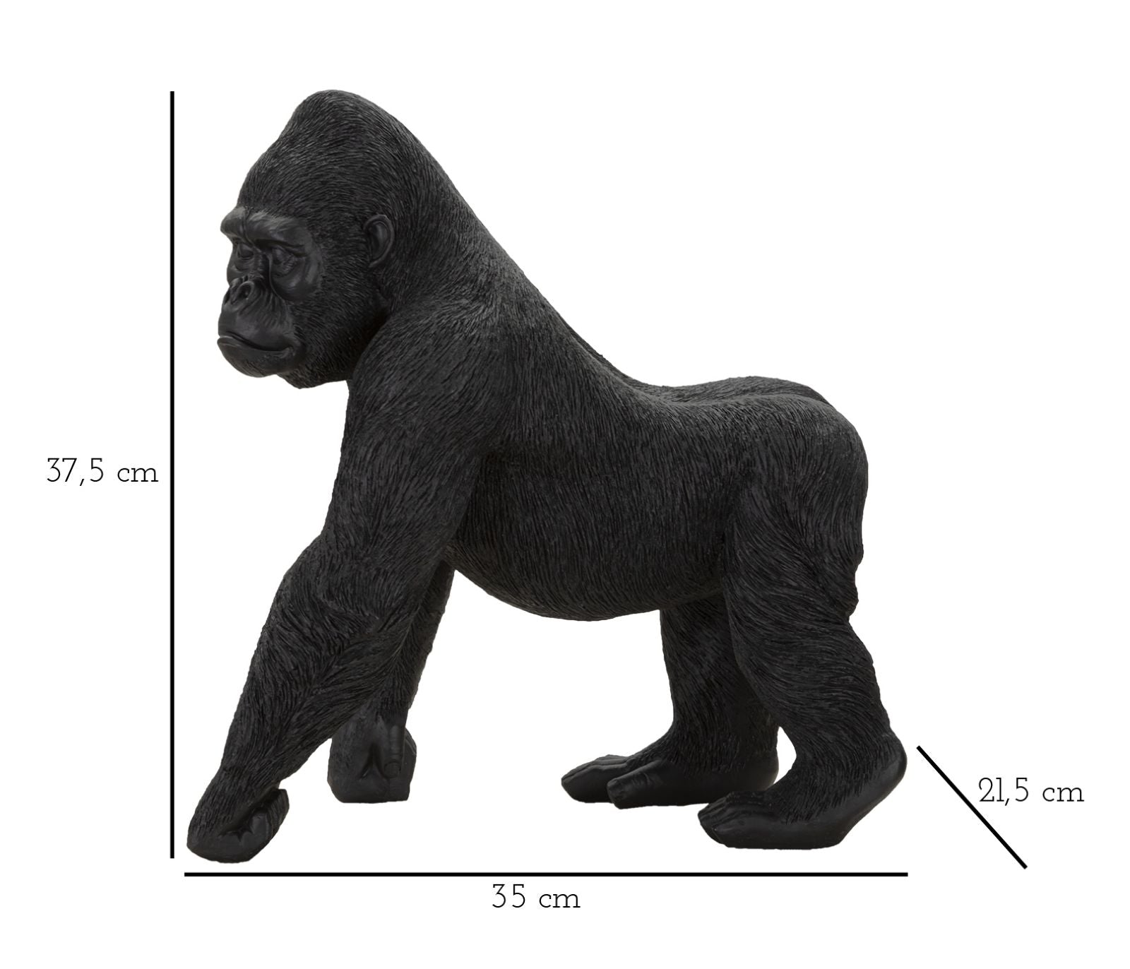 Jungle King – fekete gorilla dekoráció 35X21,5X37,5 cm Dekorációs figura Mauro Ferretti