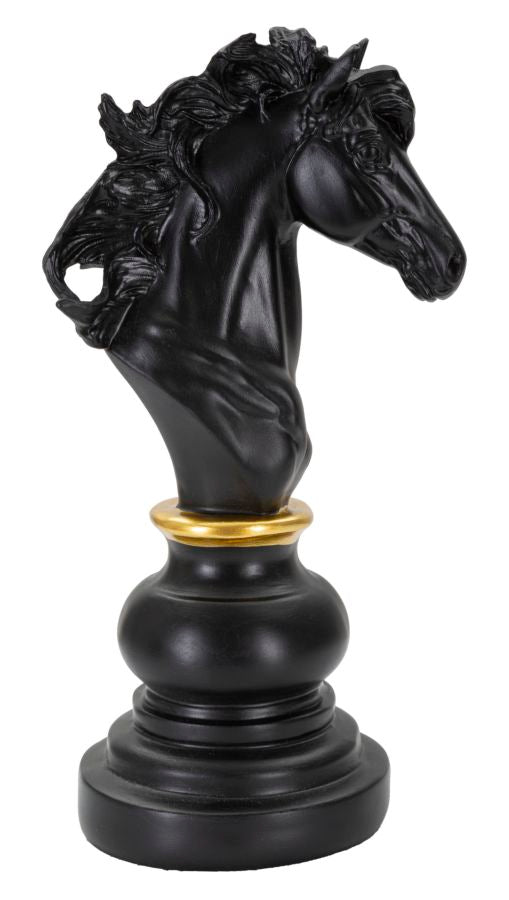 Black Knight – fekete ló sakkfigura dekoráció arany részlettel 14X11X27 cm Dekorációs figura Mauro Ferretti