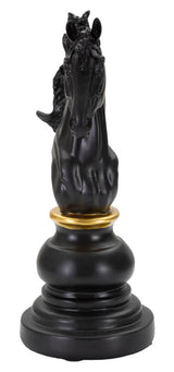 Black Knight – fekete ló sakkfigura dekoráció arany részlettel 14X11X27 cm Dekorációs figura Mauro Ferretti