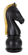 Fekete ló sakkfigura modern arany sörénnyel Ø 18,5X50 cm Dekorációs figura Mauro Ferretti