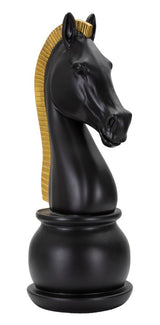 Fekete ló sakkfigura modern arany sörénnyel Ø 18,5X50 cm Dekorációs figura Mauro Ferretti