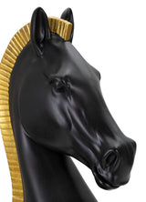 Fekete ló sakkfigura modern arany sörénnyel Ø 18,5X50 cm Dekorációs figura Mauro Ferretti