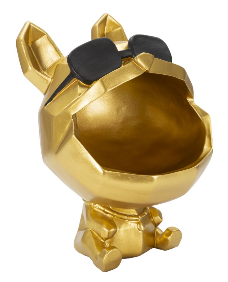 Cool Bulldog Bowl – arany kutya dekoráció tállal 17X23,5 cm Dekorációs figura Mauro Ferretti