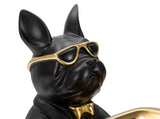 Frenchie Butler – fekete-arany bulldog dekoráció tálcával 19X20X23,5 cm Dekorációs figura Mauro Ferretti