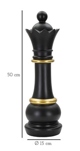 Royal Queen Black – fekete-arany királynő sakk dekoráció Ø 15X50 cm Dekorációs figura Mauro Ferretti