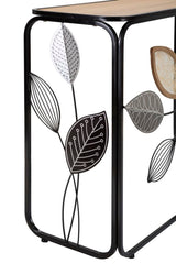 Nature Line modern levélmintás konzolasztal fekete fém vázzal 108x37x80 cm Konzolasztal Mauro Ferretti