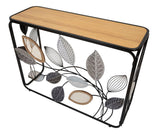Nature Line modern levélmintás konzolasztal fekete fém vázzal 108x37x80 cm Konzolasztal Mauro Ferretti