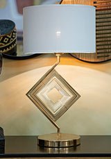Modern Diamant asztali lámpa – arany fém talp, fehér ernyő, 56 cm Mauro Ferretti