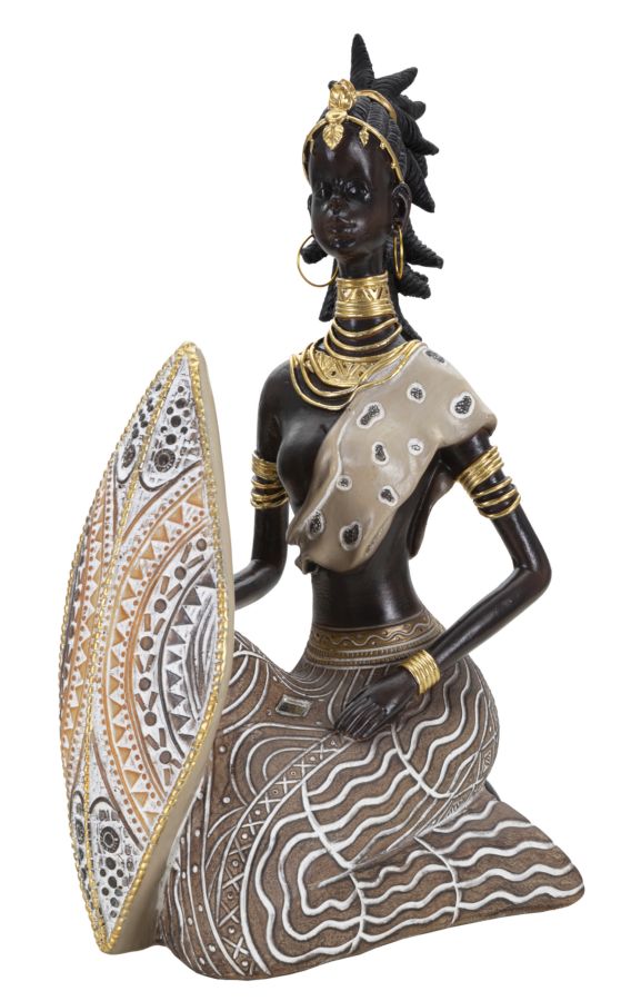 Afrikai harcosnő szobor dekoráció 13,5X9X24,5 cm Dekorációs figura Mauro Ferretti