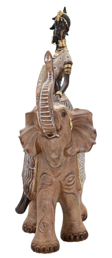 Afrikai nő elefánt hátán szobor 22,5X12X32,5 cm Dekorációs figura Mauro Ferretti