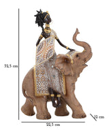 Afrikai nő elefánt hátán szobor 22,5X12X32,5 cm Dekorációs figura Mauro Ferretti