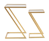 Geometrikus arany színű modern kisasztal szett füstüveg lappal