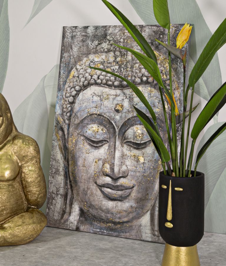 Buddha Falikép Arany Részletekkel – Spirituális Vászonkép 80×120 cm Falikép Mauro Ferretti