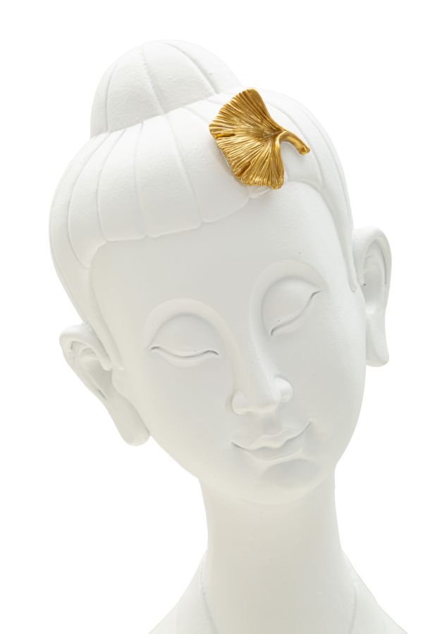 Zen stílusú büszt szobor arany levelekkel 21,5X16X35 cm Dekorációs figura Mauro Ferretti