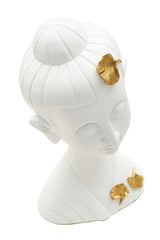Zen stílusú büszt szobor arany levelekkel 21,5X16X35 cm Dekorációs figura Mauro Ferretti